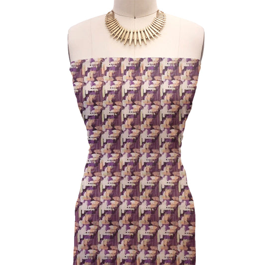 P-3310-730-ORCHID-CANTALOUPE - PRINTED DTY SEMI SHINY 93% POLY 7% SPANDEX