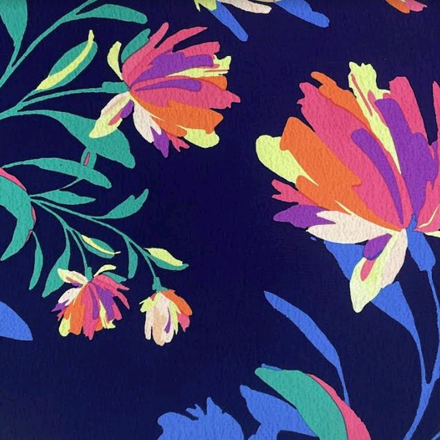 P-3322-754-NAVY-CARMINE-ROSE - PRINTED POLY MOROCCAN 100% POLY
