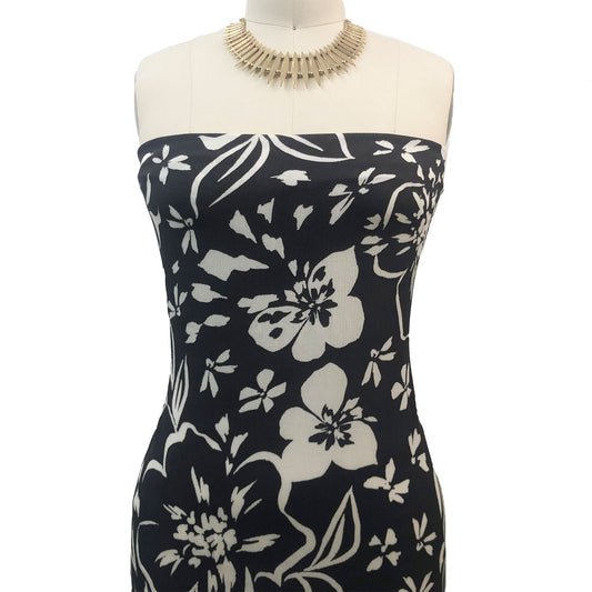 P-3325-636-CHARCOAL-ECRU - PRINTED CREPON 100% RAYON CREPON