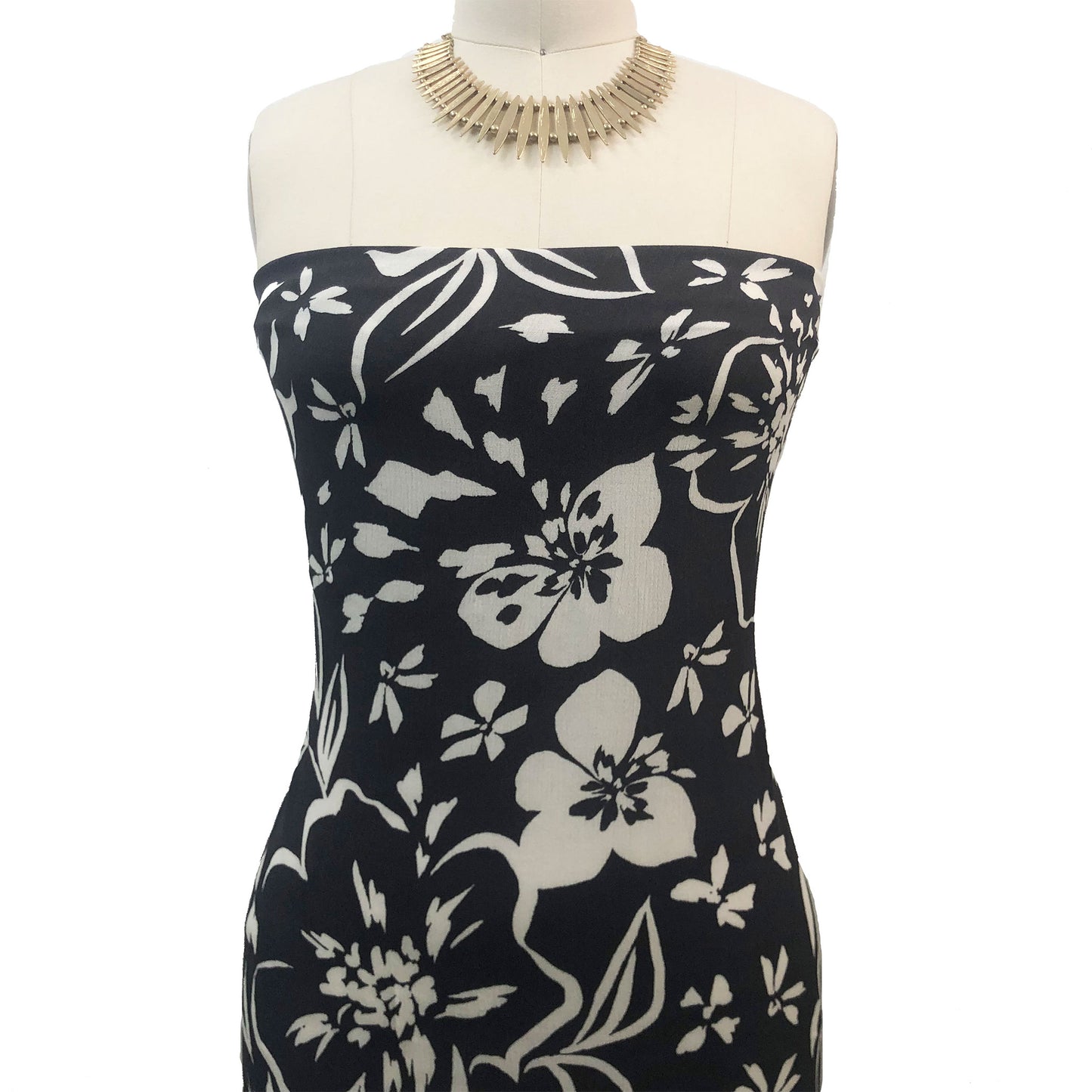 P-3325-636-CHARCOAL-ECRU - PRINTED CREPON 100% RAYON CREPON