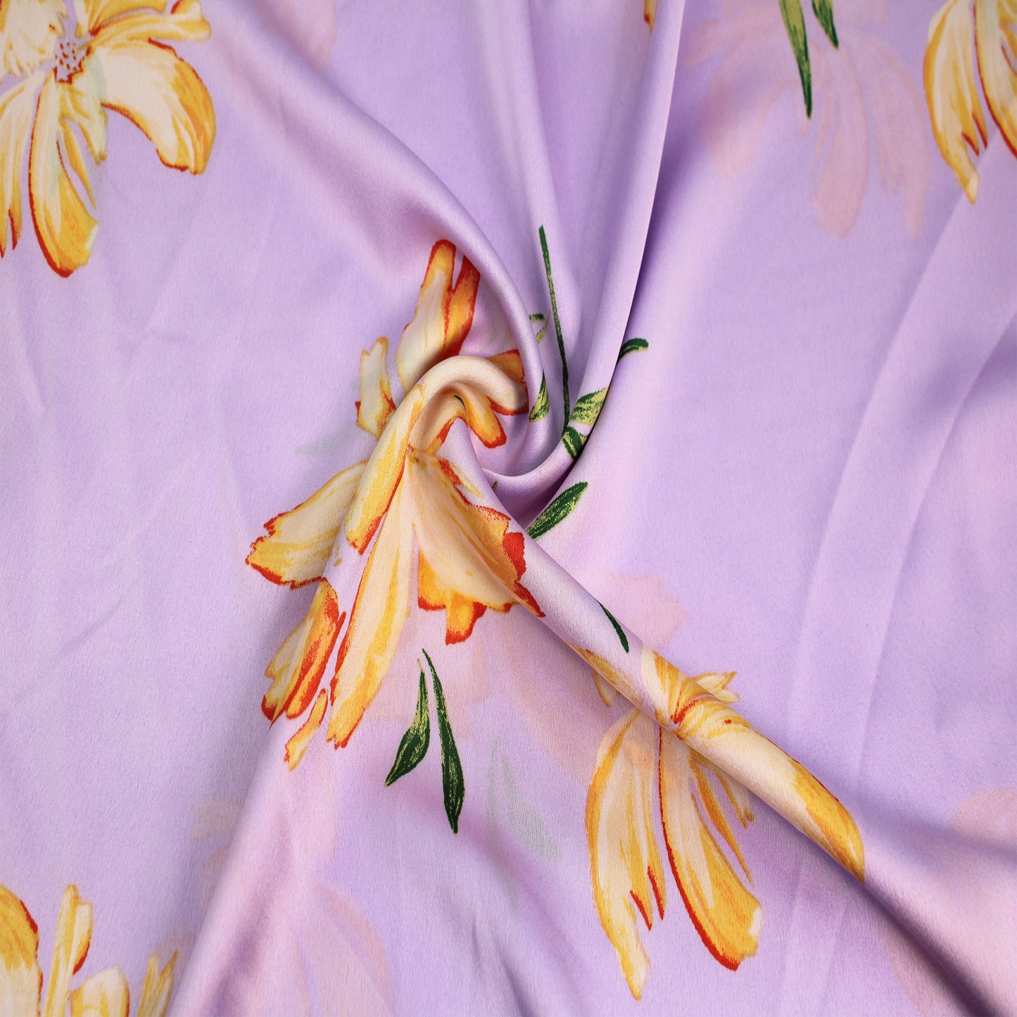 P-3327-456-LILAC-BANANA - PRINTED STRETCH SATIN 100% POLY