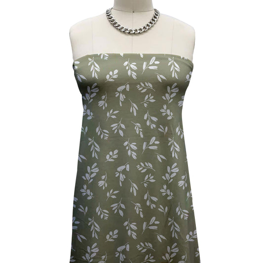 P-3334-698-SAGE-OFF-WHITE - PRINTED RAYON CHALLIS 100% RAYON CHALLIS