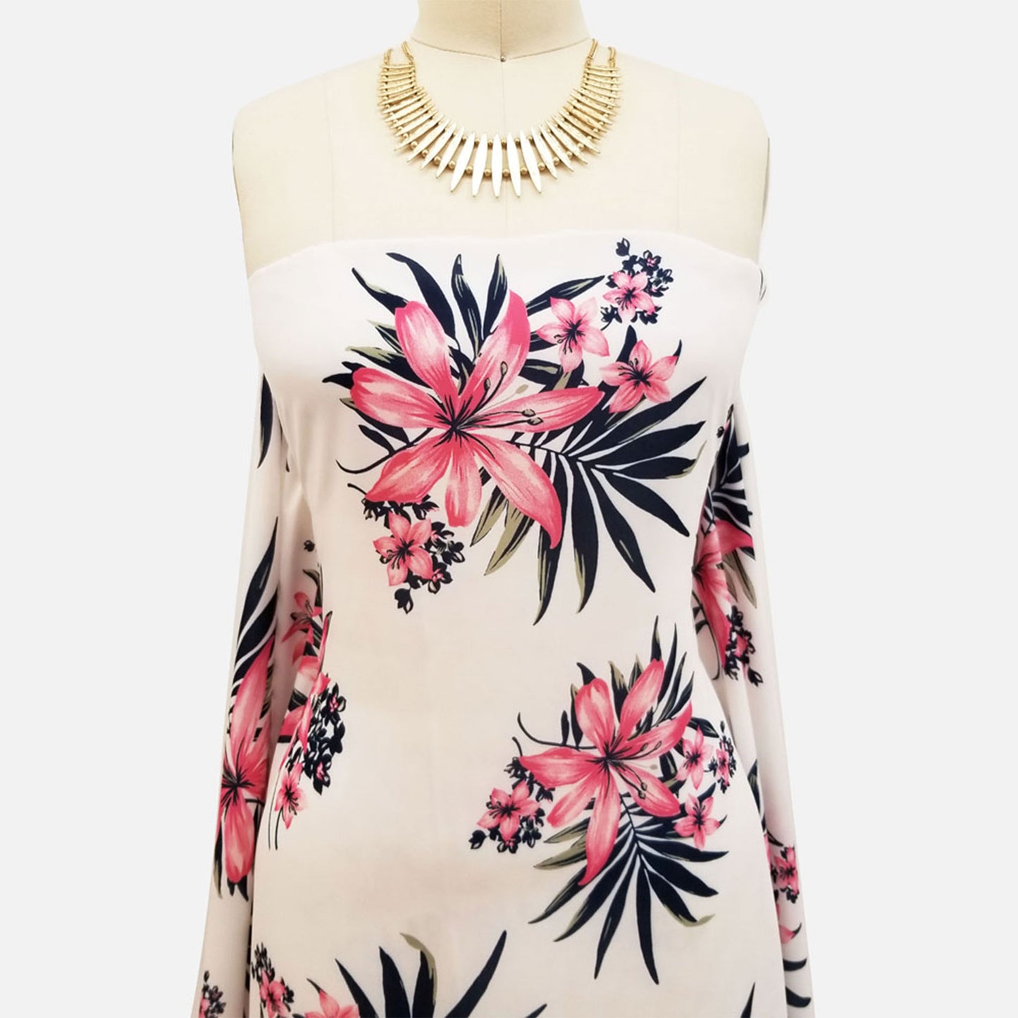 P-335-734-OFFWHITE-GUAVA - PRINT WOOL PEACH 100% POLYESTER