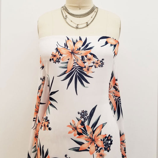 P-335-734-OFFWHITE-PEACH - PRINT WOOL PEACH 100% POLYESTER