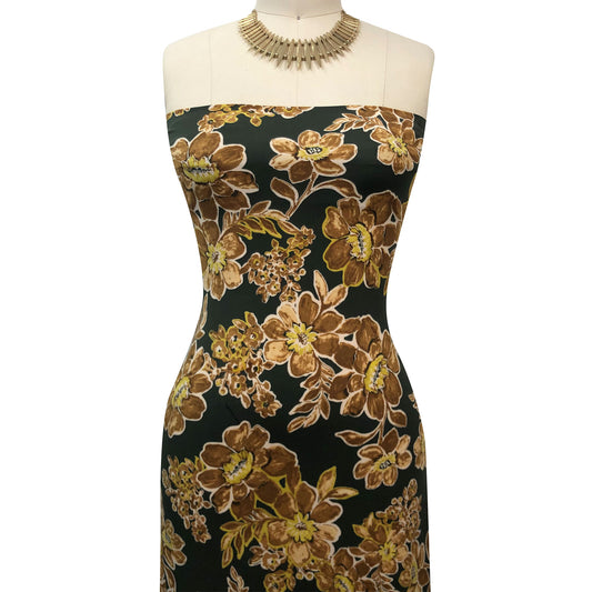 P-3373-730-OLIVE-CAMEL - PRINTED DTY SEMI SHINY 85% POLY 15%SPANDEX