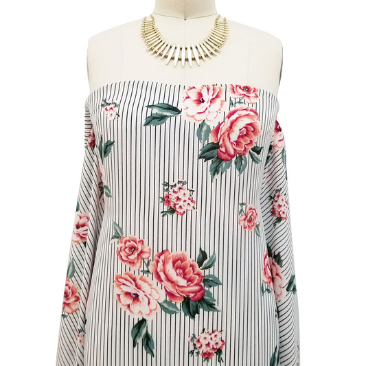 P-339-504-OFF-WHITE-PEACH - PRINTED WOOL DOBBY 100% POLYESTER