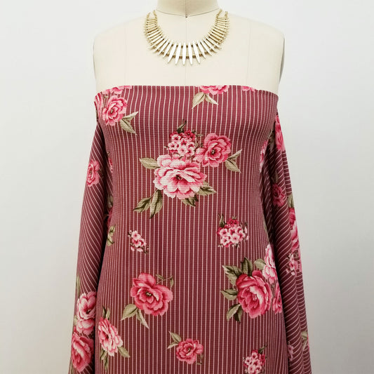 P-339-586-MARSALA-GUAVA - PRINTED CREPE CHIFFON 97% POLY 3% SPANDEX