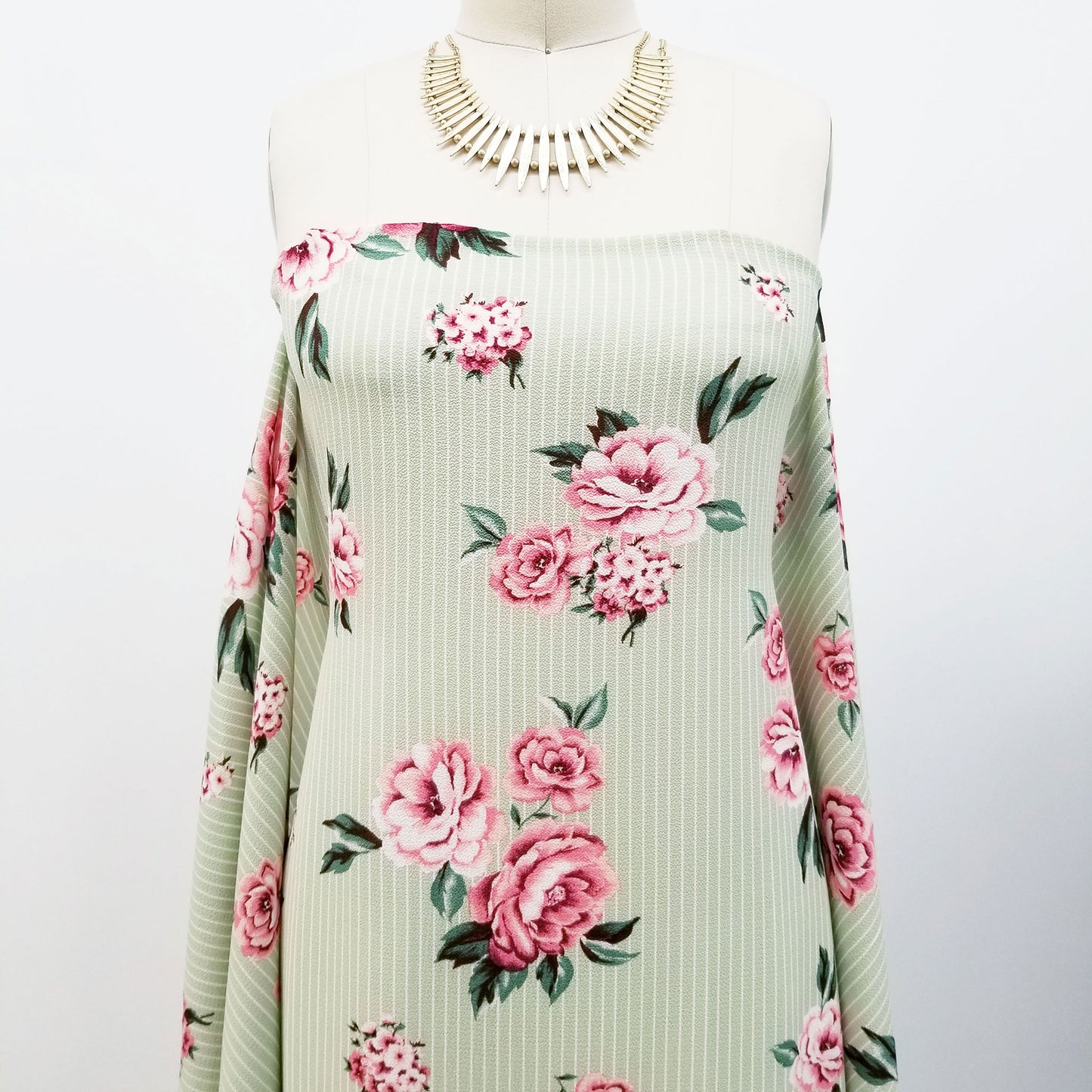 P-339-586-SAGE-ROSE - PRINTED CREPE CHIFFON 97% POLY 3% SPANDEX