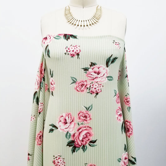 P-339-586-SAGE-ROSE - PRINTED CREPE CHIFFON 97% POLY 3% SPANDEX