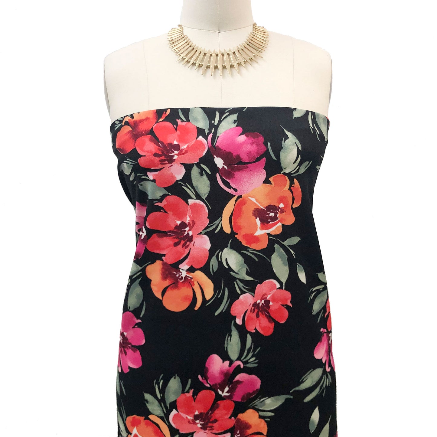 P-3438-702-BLACK-RED-FUCHSIA - PRINTED SCUBA CREPE 97% POLY 3% SPANDEX