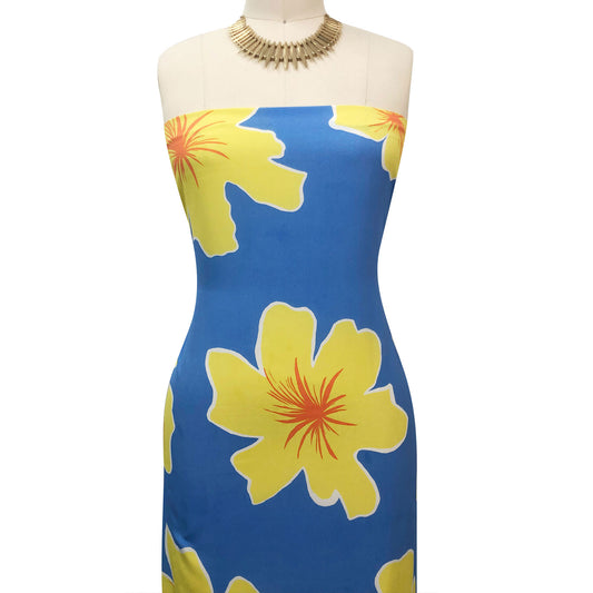 P-3464-754-SKY-BLUE-LEMON - PRINTED POLY MOROCCAN 100% POLY