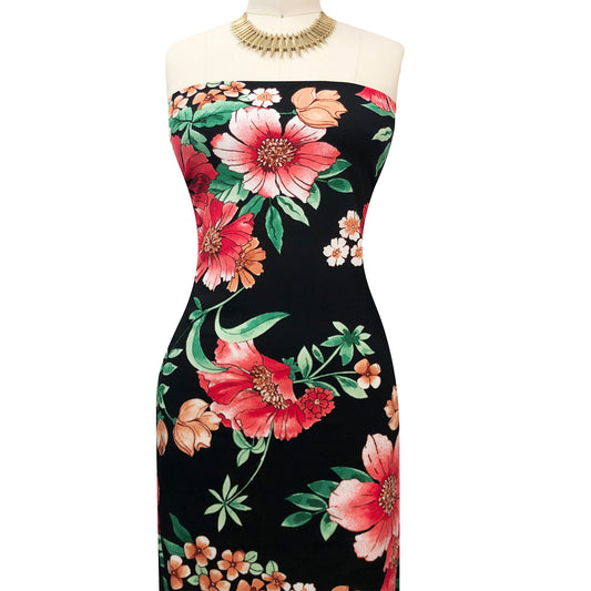 P-3476-702-BLACK-WATERMELON - PRINTED 97% POLY 3% SPANDEX