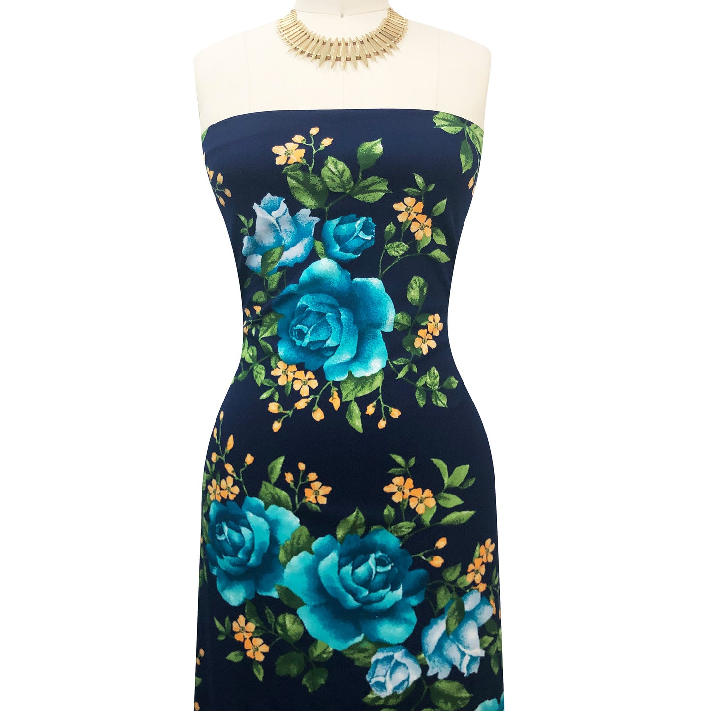 P-3478-702-NAVY-AQUA - PRINTED SCUBA CREPE 97% POLY 3% SPANDEX