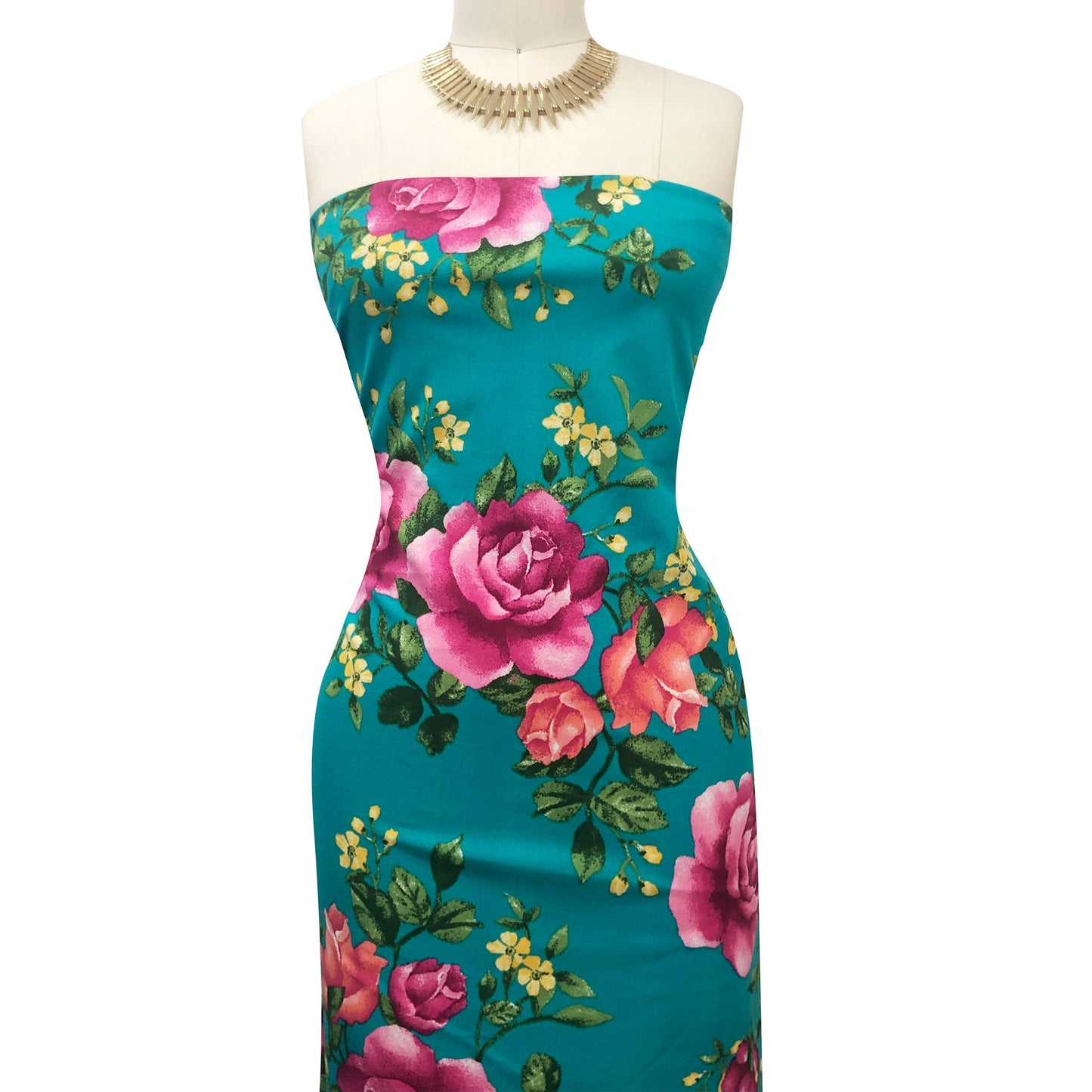 P-3478-702-TURQUOISE-FUCHSIA - PRINTED SCUBA CREPE 97% POLY 3% SPANDEX