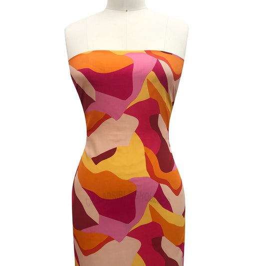 P-3480-754-RED-YELLOW - PRINTED POLY MOROCCAN 100% POLY