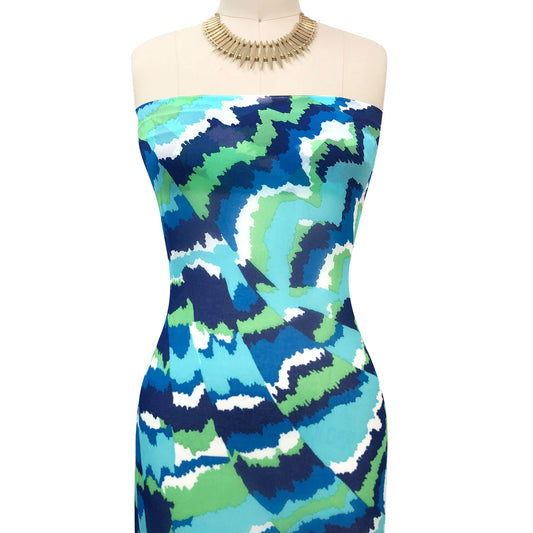 P-3485-501-ROYAL-GREEN - PRINTED 100% POLYESTER HI MULTI CHIFFON WASH