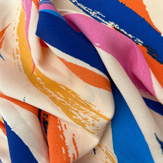 P-3499-754-BLUSH-ROYAL-CORAL - PRINTED POLY MOROCCAN 100% POLY