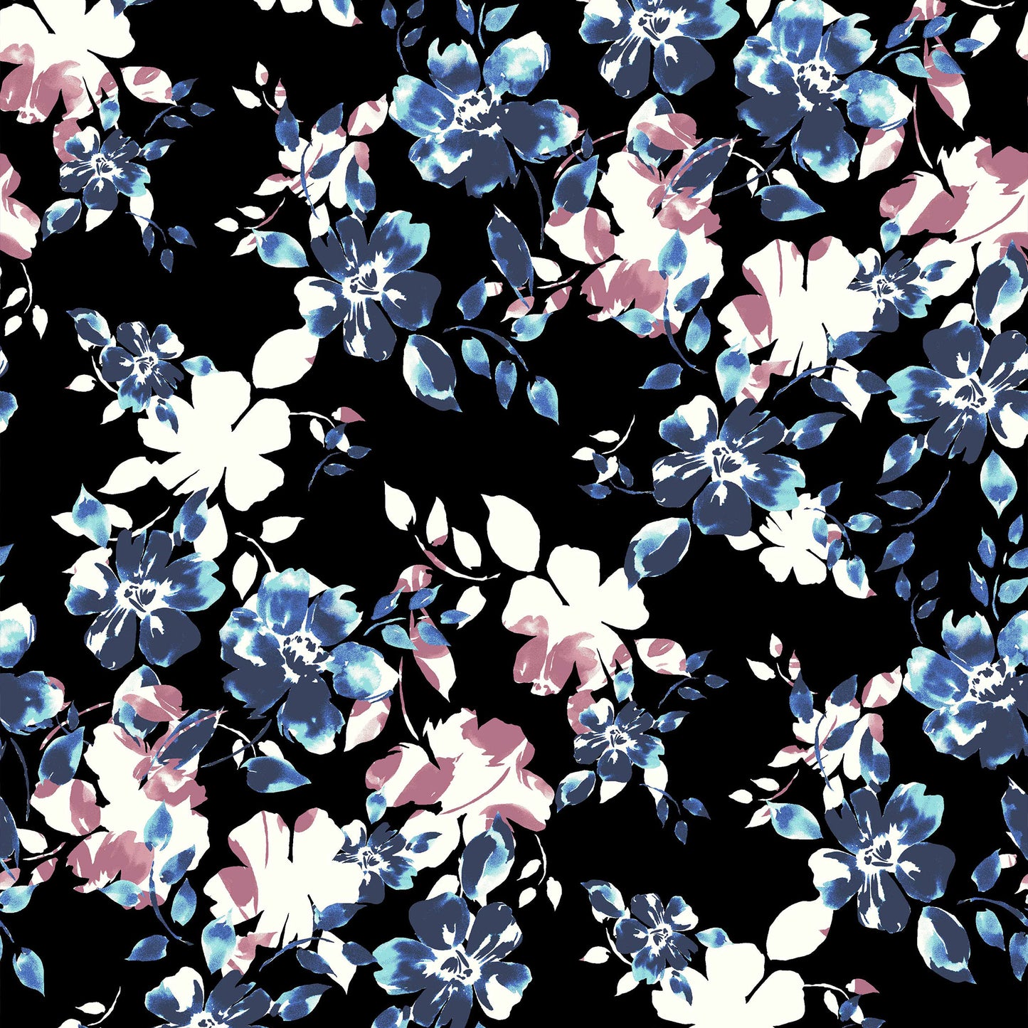 P-35-504-BLACK-TEAL - PRINTED WOOL DOBBY 100% POLYESTER