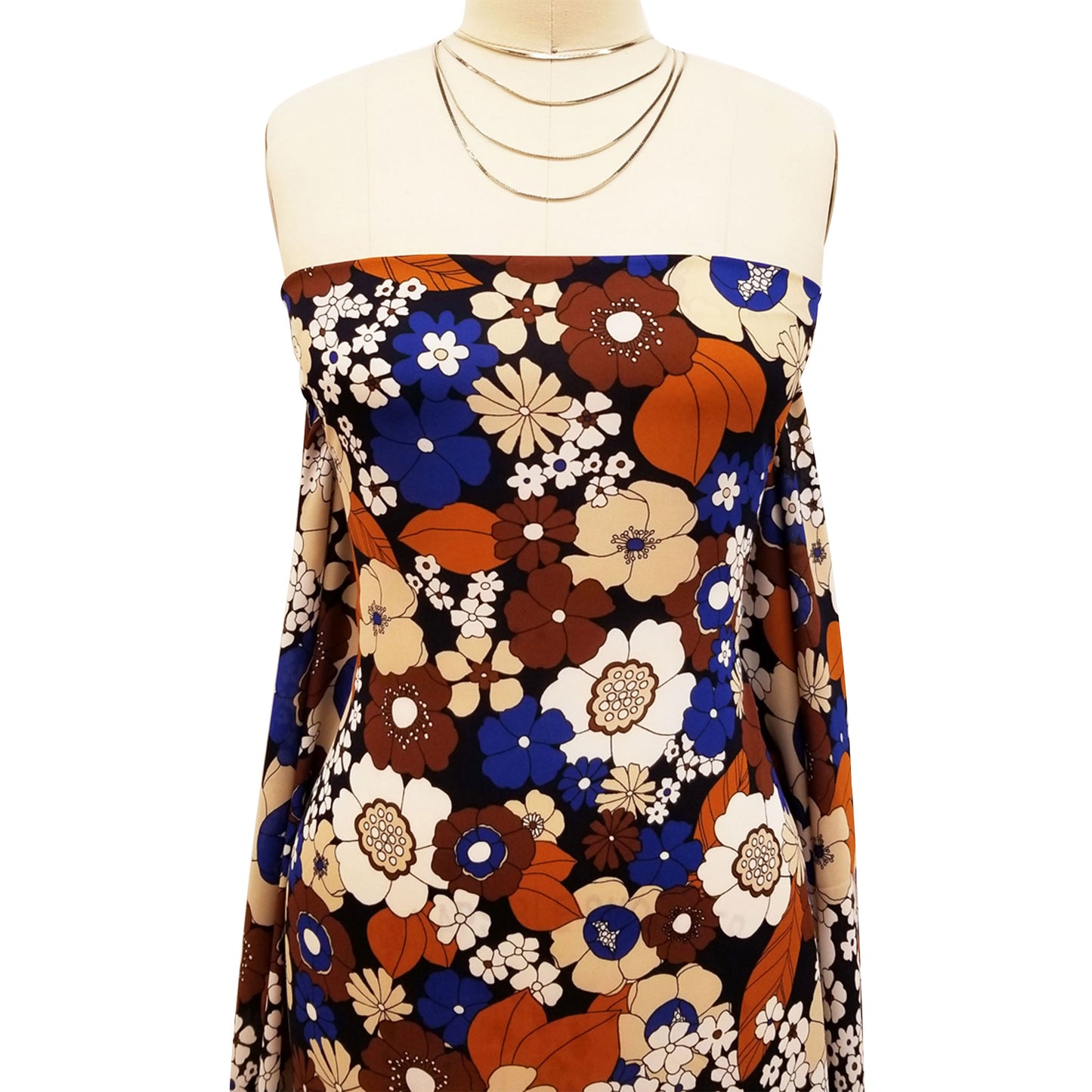 P-39-504-NAVY-BROWN - PRINTED WOOL DOBBY 100% POLYESTER