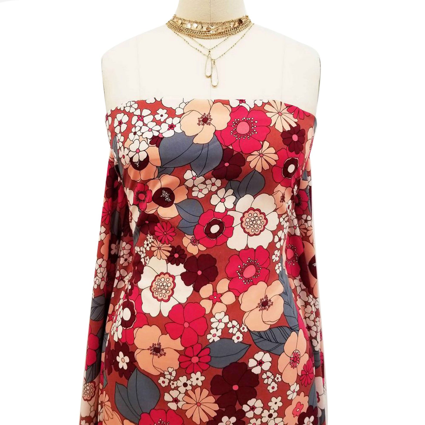 P-39-734-DK-PEACH-DEEP-PINK - PRINT WOOL PEACH 100% POLYESTER