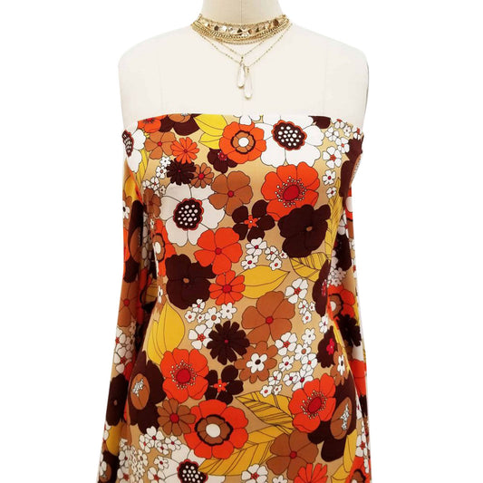 P-39-734-TAUPE-ORANGE - PRINT WOOL PEACH 100% POLYESTER