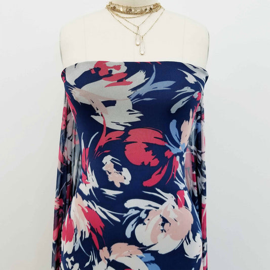 P-40-453-NAVY-RED - PRINTED POLY POWER MESH 92%POLY 8%SPANDEX