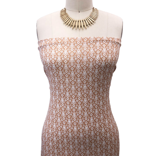 P-404-636-SAND-OFFWHITE PRINTED CREPON 100% RAYON CREPON