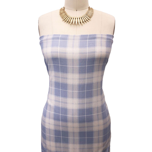 P-409-698-CHAMBRAY-ECRU - PRINTED RAYON CHALLIS 100% RAYON CHALLIS