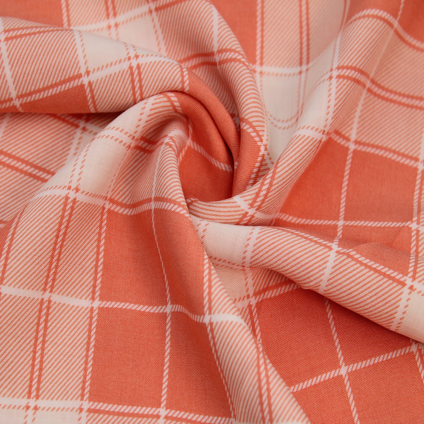 P-409-698-PEACH-ECRU - PRINTED RAYON CHALLIS 100% RAYON CHALLIS