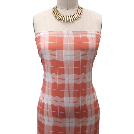 P-409-698-PEACH-ECRU - PRINTED RAYON CHALLIS 100% RAYON CHALLIS