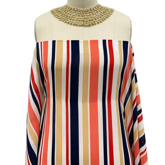 P-419-504-NAVY-CORAL - PRINTED WOOL DOBBY 100% POLYESTER