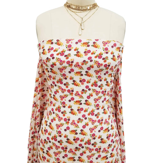 P-42-504-OFFWHITE-FUCHSIA - PRINTED WOOL DOBBY 100% POLYESTER