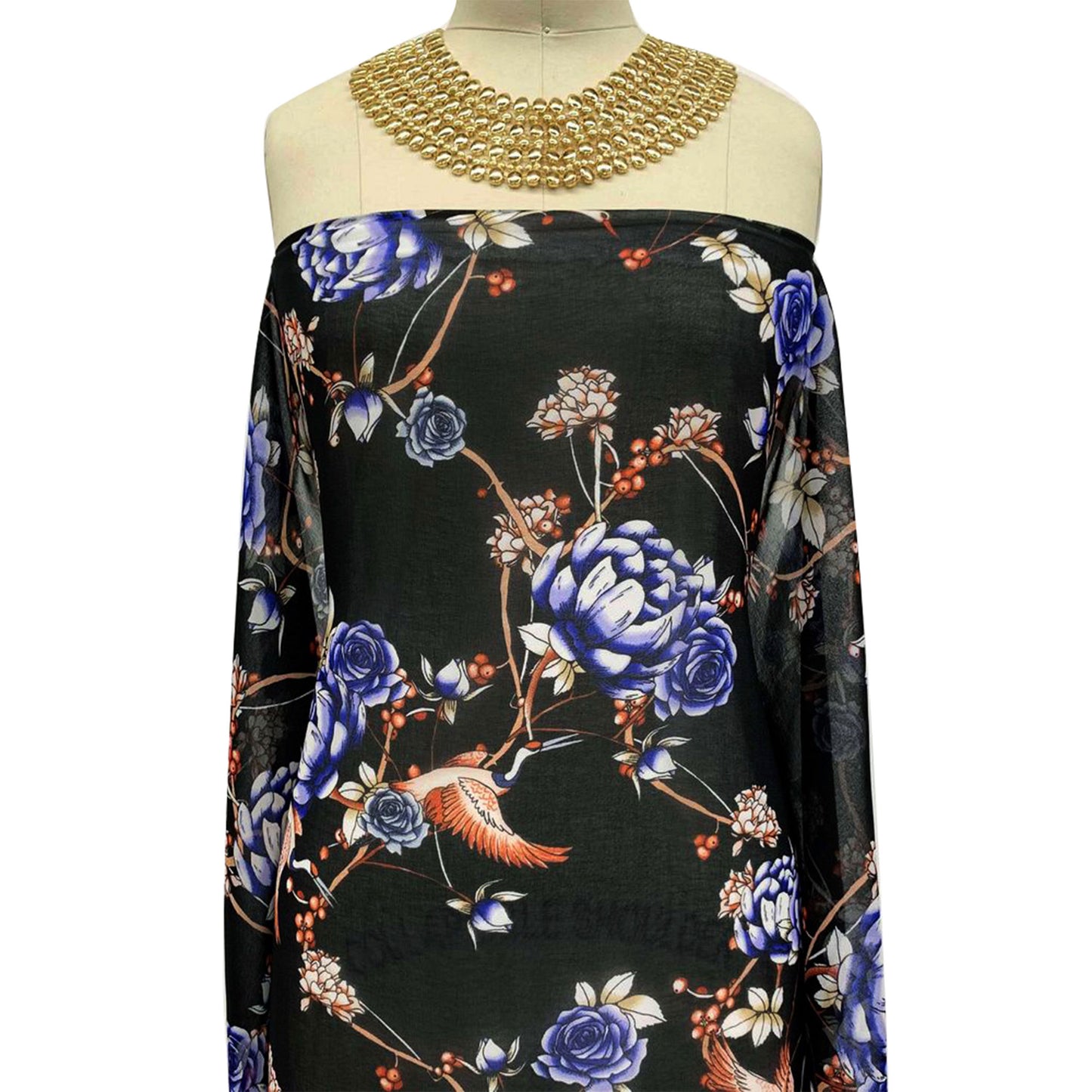 P-420-501-BLACK-SAPPHIRE - PRINTED 100% POLYESTER HI MULTI CHIFFON WASH