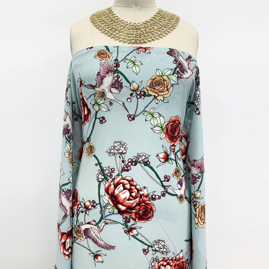 P-420-586-PALOMA-CORAL - PRINTED CREPE CHIFFON 97% POLY 3% SPANDEX