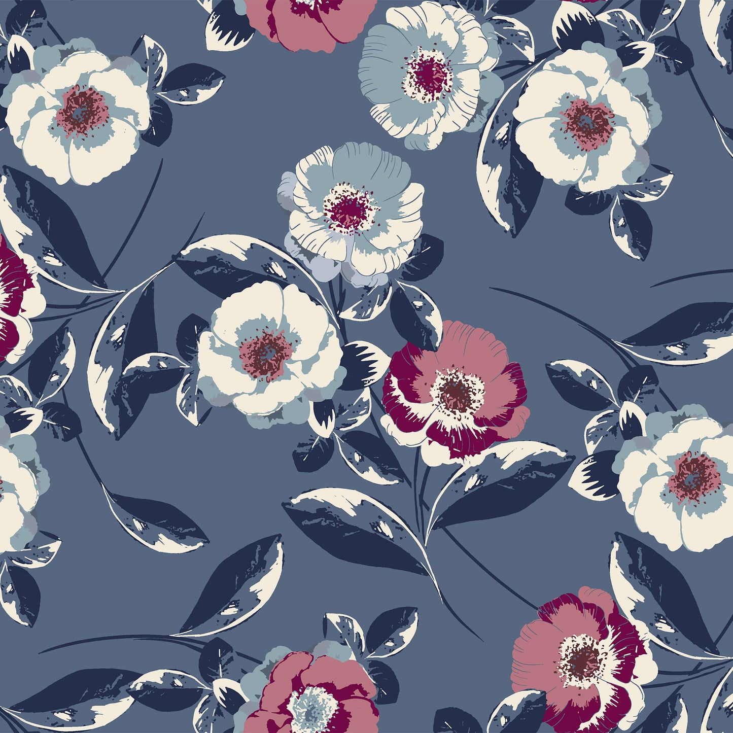 P-426-586-DENIM-STEEL-MAUVE - PRINTED CREPE CHIFFON 97% POLY 3% SPANDEX