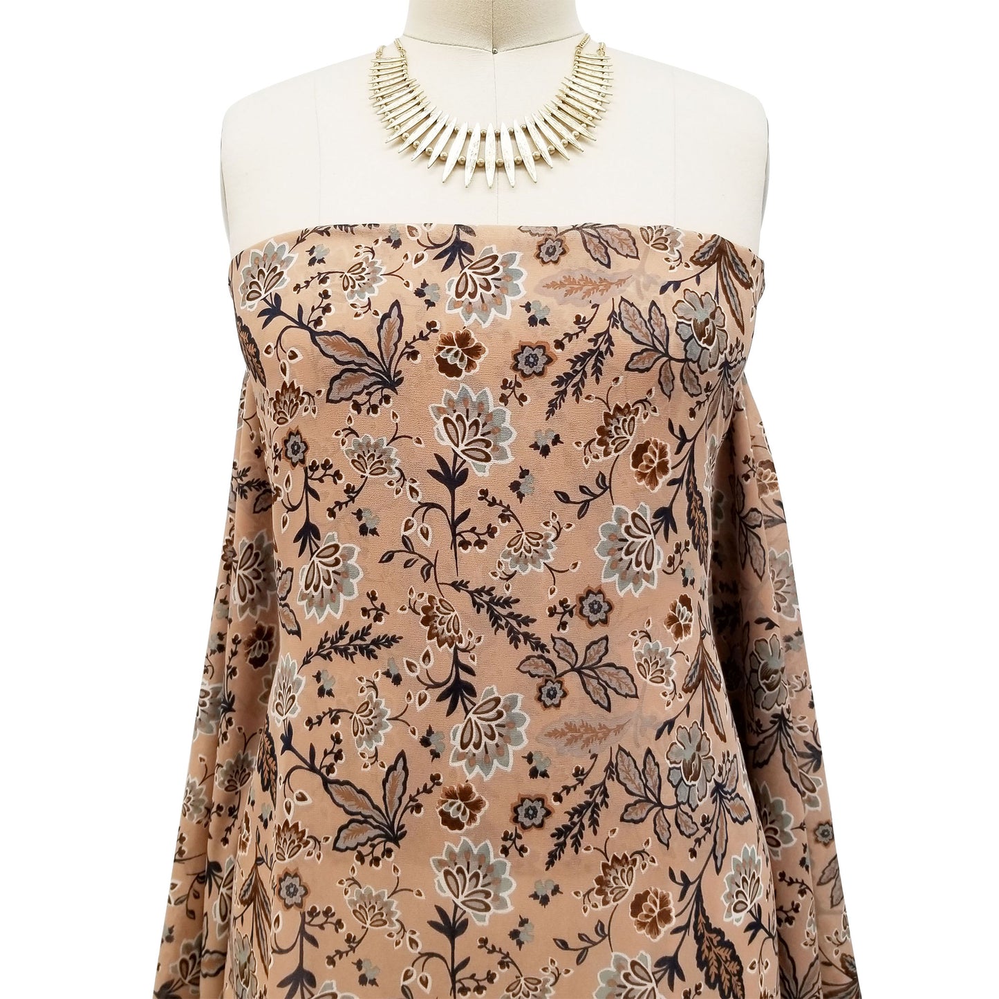 P-43-502-CAMEL-SAGE - PRINTED 100% POLY CHELSEA CHIFFON