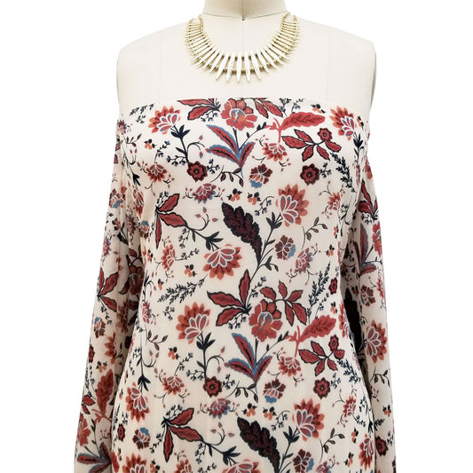 P-43-502-CREAM-PEACH - PRINTED 100% POLY CHELSEA CHIFFON