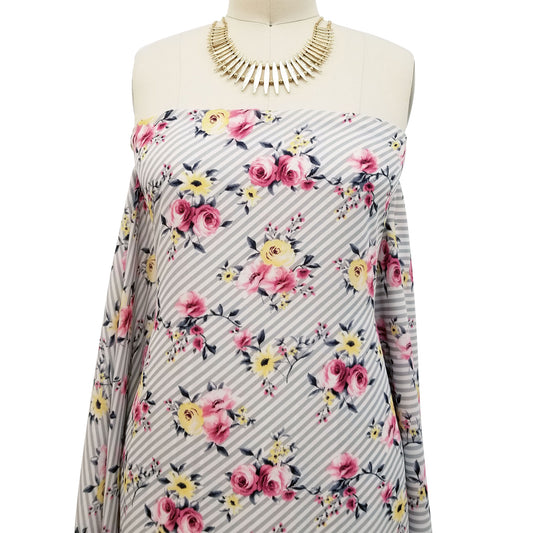 P-439-504-SILVER-MAUVE - PRINTED WOOL DOBBY 100% POLYESTER