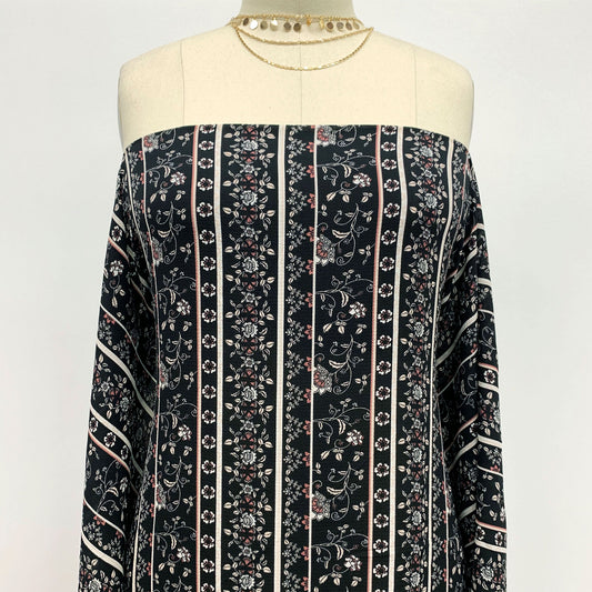 P-472-586-BLACK-MARSALA - PRINTED CREPE CHIFFON 97% POLY 3% SPANDEX