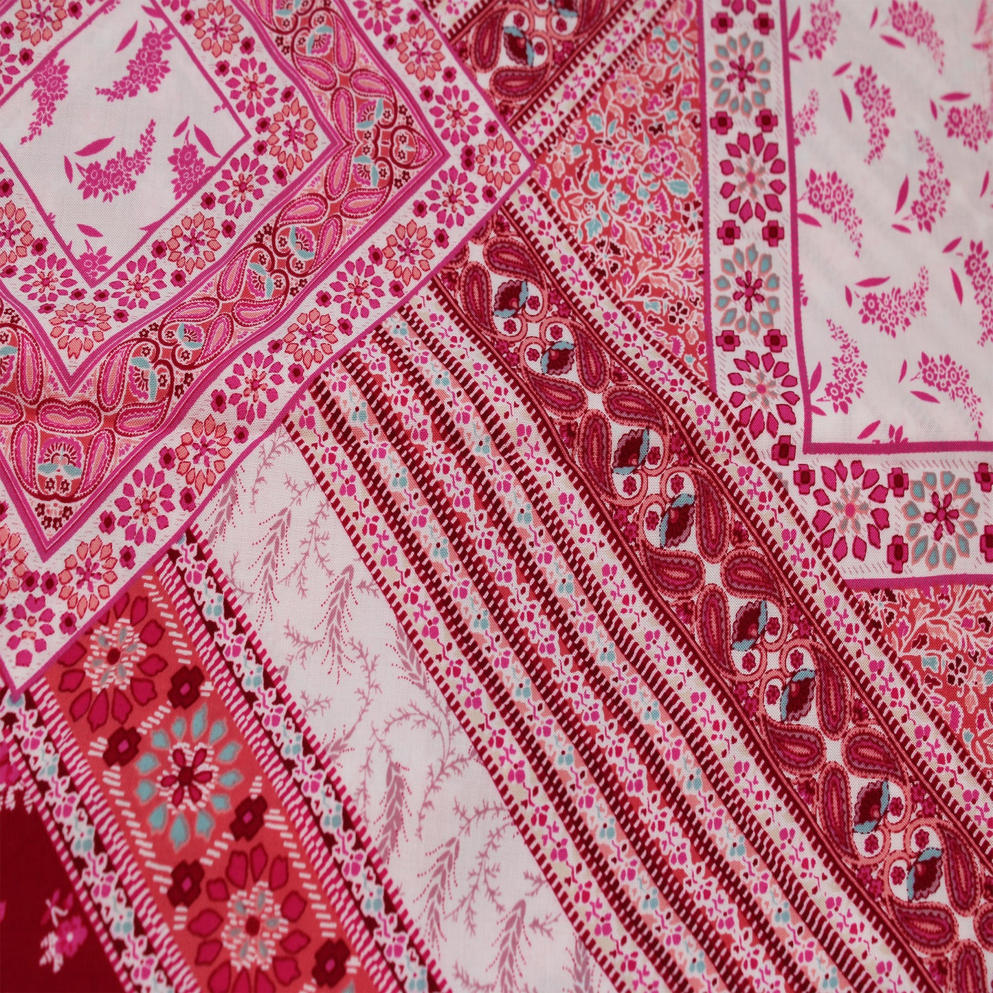 P-474-698-RED-CORAL - PRINTED RAYON CHALLIS 100% RAYON CHALLIS