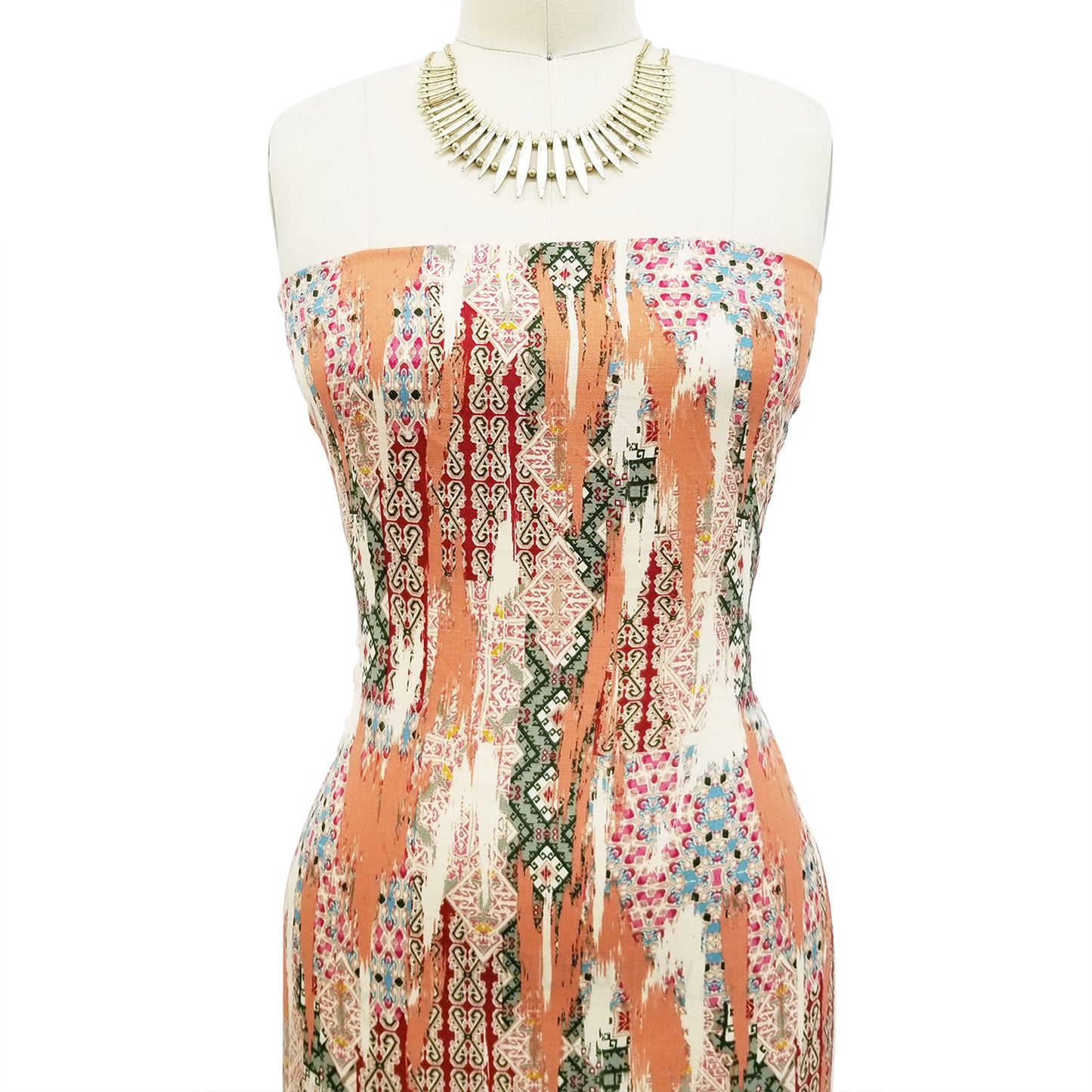 P-477-688-CLAY-RED-OLIVE - PRINTED LINEN LOOK 100% POLYESTER