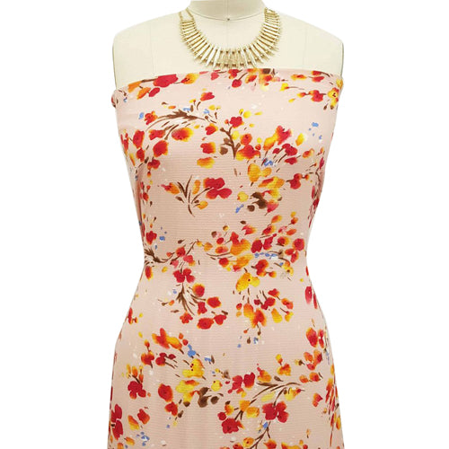 P-501-586-BLUSH-CHERRY - PRINTED CREPE CHIFFON 97% POLY 3% SPANDEX