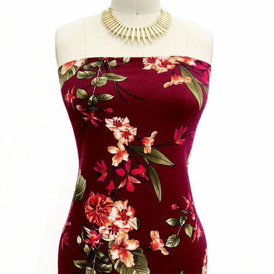 P-502-450-BURGUNDY-PUMPKIN-OLIVE - PRINTED ITY 96% POLY 4% SPANDEX