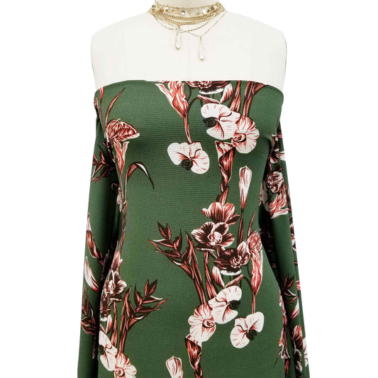 P-505-586-OLIVE-RUST - PRINTED CREPE CHIFFON 97% POLY 3% SPANDEX