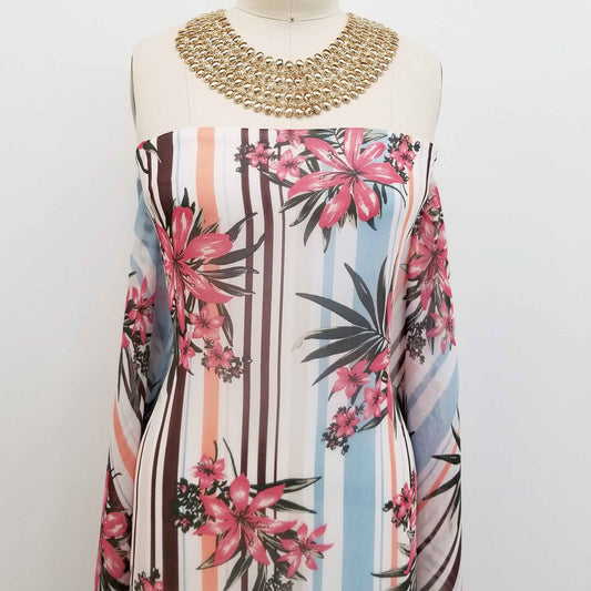 P-508-501-BROWN-DUSTY-CORAL - PRINTED 100% POLYESTER HI MULTI CHIFFON WASH