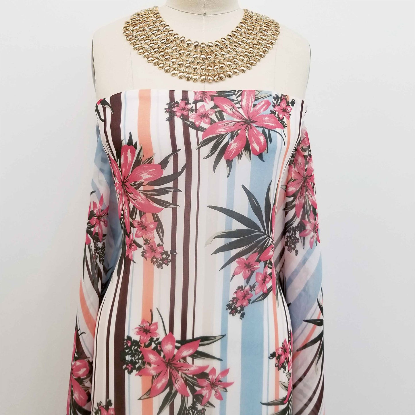 P-508-501-BROWN-DUSTY-CORAL - PRINTED 100% POLYESTER HI MULTI CHIFFON WASH