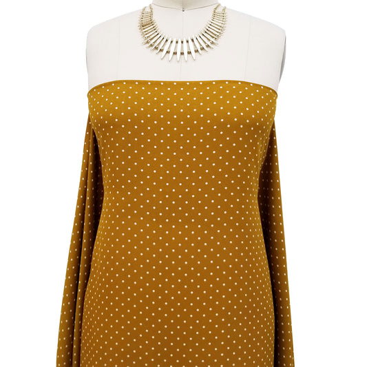 P-514-504-03-MUSTARD-OFFWHITE - PRINTED WOOL DOBBY 100% POLYESTER