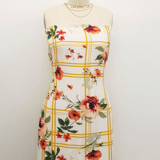 P-521-586-OFFWHITE-PEACH - PRINTED CREPE CHIFFON 97% POLY 3% SPANDEX