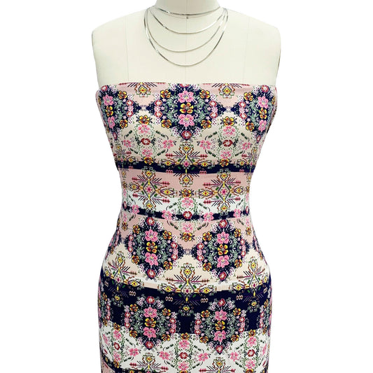 P-528-636-NAVY-PINK PRINTED CREPON 100% RAYON CREPON