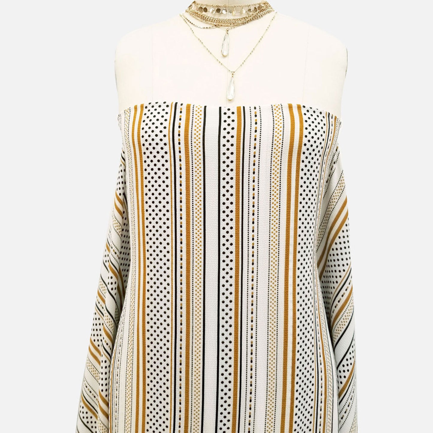 P-569-586-OFFWHITE-MUSTARD - PRINTED CREPE CHIFFON 97% POLY 3% SPANDEX